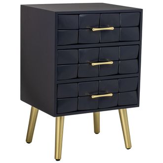 Wanderlust Deco Mesita De Noche De Madera Negra 44x35x65h Cm