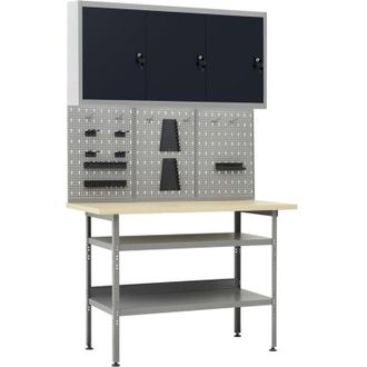 vidaXL Vidaxl - Workbench with Three Wall Panels and One Cabinet