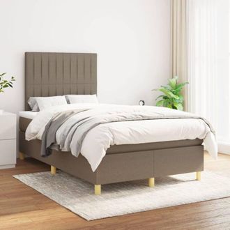 vidaXL Vidaxl - Cama Box Spring Con Colch&oacute;n Tela Gris Taupe 120x200 Cm