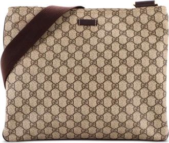 Gucci Zip Top Messenger Bag GG Coated Canvas Large crossbody bag - Marrone