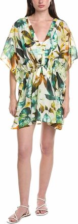 Echo Oasis Palm Butterfly Caftan In Tropical Cream/green