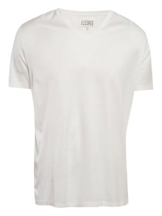 Maison Margiela T-shirt met V-hals - Wit