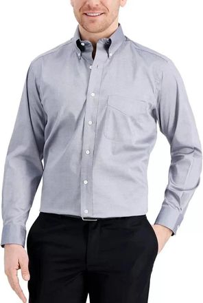 Club Room Dress Shirt Mens Gray Cotton Regular Fit Button Down Office UPS1010