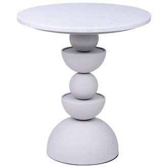 Wanderlust Deco Mesa auxiliar de metal blanco y madera 40.5x40.5x45h cm