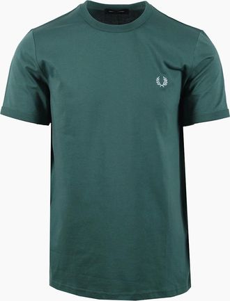 Fred Perry Mens FRED PERRY RINGER T-SHIRT SPORT GREEN - Size: 42