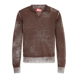 Diesel V-neck Knitwear, male, Brown, Size: 2XL K-Lawrence Sweater