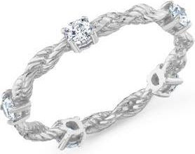 Crislu Cubic Zirconia Twisted Band Ring in Pure Platinum /Clear Stone at Nordstrom, Size 6