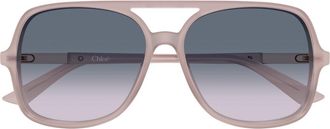 Chlo&eacute; Beige CH0364S Oversized Acetate Aviator Sunglasses