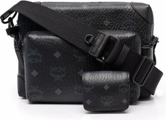 MCM Unisex Visetos Canvas Crossbody Bag in Black