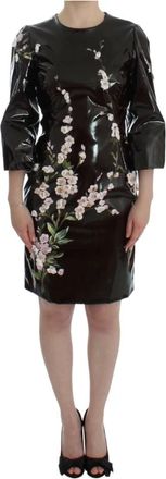 Dolce & Gabbana Bloemig Cocktailjurk Elegant Model - Dames - Korte kleedjes - Zwart - M - Leer - Kleedjes