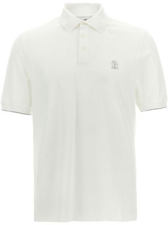 Brunello Cucinelli logo-print polo shirt - White