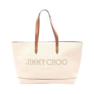 Jimmy Choo London Pre-owned Tote Bags, female, Beige, Size: ONE SIZE Pre-owned Leather Canvas Tote Bag