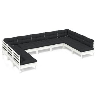 vidaXL Muebles De Jard&iacute;n 9 Pzas Y Cojines Blanco Madera Maciza De Pino Vidaxl