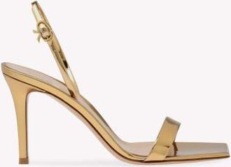 Gianvito Rossi Ribbon Stiletto 85 Sandal in Metallic Gold Leather at Nordstrom, Size 40.5