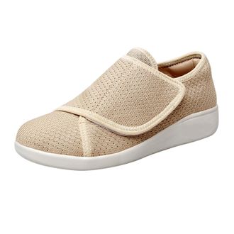 Generic Spring and Summer Soft Bottom Mesh Breathable Womens Casual Single Shoes Womens Shoes Elderly Shoes Casual Work Shoes for Men (Beige, 5.5)