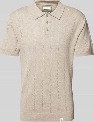 Colours & Sons Slim Fit Poloshirt mit Leinen-Anteil in Beige, Gr&ouml;&szlig;e XL