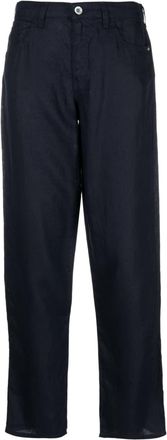 Emporio Armani straight-leg linen trousers - women - Linen/Flax - 28 - Blue