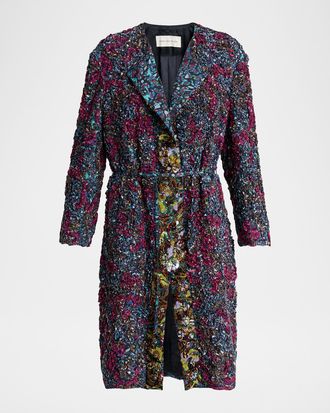Dries Van Noten Rivkam Embroidered Single-Breasted Long Coat
