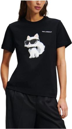Karl Lagerfeld T-shirt Ikon Aquarelle - Dames - T-shirts - Zwart - S - Tops