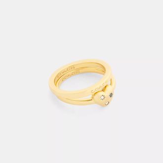Coach Heart With Stones Ring Set