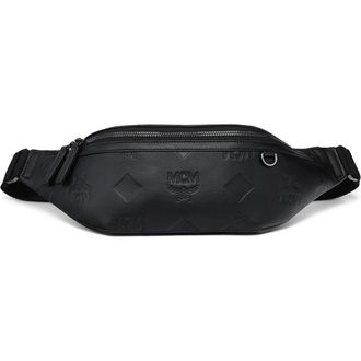 MCM Medium Fursten Belt Bag in Maxi Monogram Leather in Black at Nordstrom