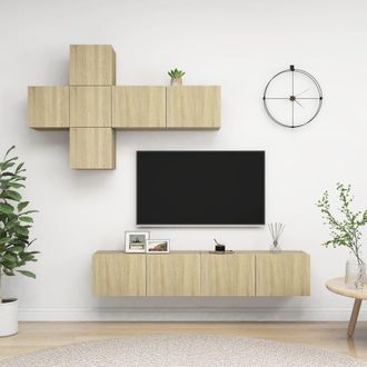 vidaXL Vidaxl Set Di Mobili Porta Tv 7 Pz Rovere Sonoma In Legno