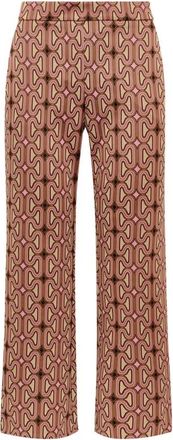 Maliparmi Optical Chain Trouser - Dames - Wijde Broeken - Bruin - M - Leer - Broeken