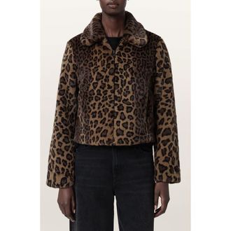 AllSaints Saye Faux Fur Jacket in Leopard Brown at Nordstrom Rack, Size Medium