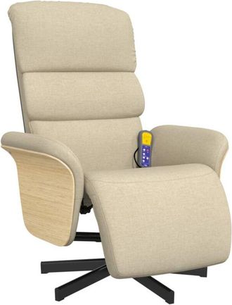 vidaXL Vidaxl - Sillón reclinable de masaje con reposapiés tela color crema