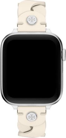 Tory Burch The Miller Braided Leather 20mm Apple Watch Watchband in Ivory at Nordstrom