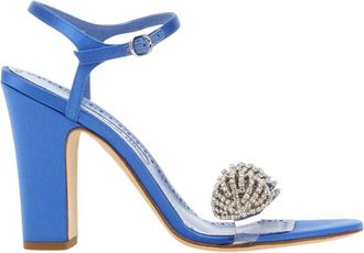 Manolo Blahnik Elhob Sandalen - Dames - Sandalen met hakken - Blauw - 38 EU - Leer - Schoenen