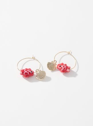 Simons Womens Seashell and fish fine Hoop Earrings