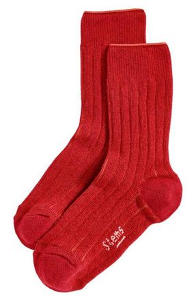 Stems Luxe Merino Wool & Cashmere Blend Crew Socks in Red at Nordstrom