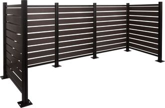 Hhg [nunca Usado] Valla De Aluminio Para Papeleras Hhg-947, Revestimiento Para Papeleras, Aspecto Madera Extensible 130x300x110cm, Antracita