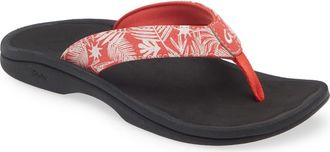 Olukai Ohana Flip Flop in Lehua Flower /Onyx at Nordstrom, Size 10