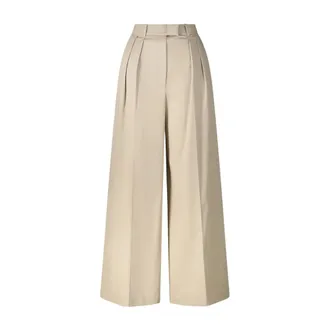 Anine Bing Broeken, Dames, Beige, L, Katoen, High-Waist Wide Broeken