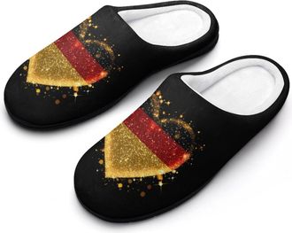 Generic Glitter German Flag Funny Mens Cotton Slippers Soft Non-Slip Rubber Sole House Slipper Indoor Outdoor