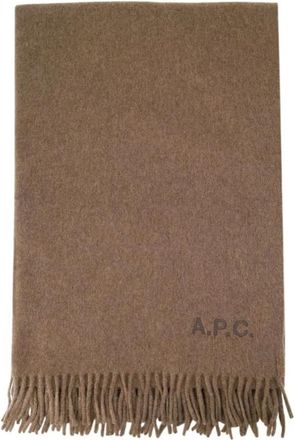 A.P.C. Alix Brod&eacute;e Sjaal - unisex - Wintersjaals - Bruin - ONE Size - Wol - Accessoires