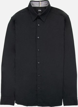 HUGO BOSS Mens Hugo Boss Regular-fit Shirt In Brushed-cotton Flannel Black 001 - Size: 40/Regular