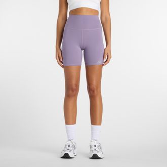 New Balance Laufshorts NEW BALANCE NB HARMONY HIGH RISE SHORT 6, Damen, Gr. XL, N-Gr, candied viol, Obermaterial: 78% Polyester, 22% Elasthan, Hosen Laufshorts, f