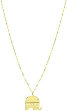Tresorra 14K Yellow Gold Elephant Pendant Necklace