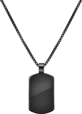 Van Heusen Mens Carbon Fiber Dog Tag Necklace in Black at Nordstrom Rack