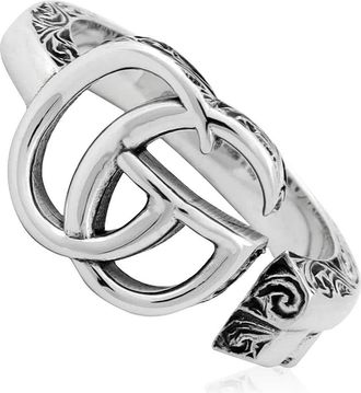 Gucci Aged Silver Double G Marmont Ring, Size 12