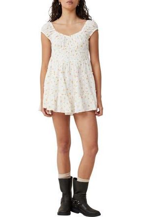 Cotton On Ivy Corset Cotton Minidress in Esme Ditsy Coconut at Nordstrom Rack, Size 12