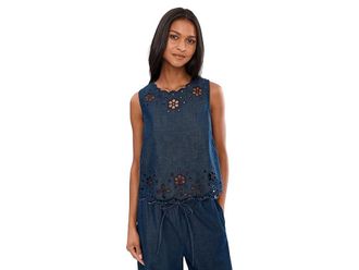 Madewell Denim Embroidered Shell Top Womens Clothing Marfield Wash : XL (Womens 14-16), Cotton