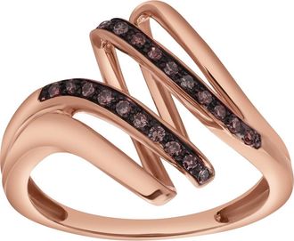 LuvMyJewelry Melrose Sterling Silver 0.13 Ct Diamond Multi-Band Ring in Pink Rhodium Sterling Silver at Nordstrom, Size 7