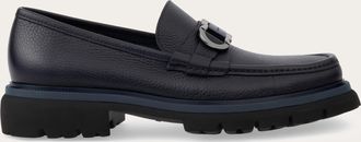 Ferragamo Uomo Mocassino ornamento Gancini Blu Taglia 40.5