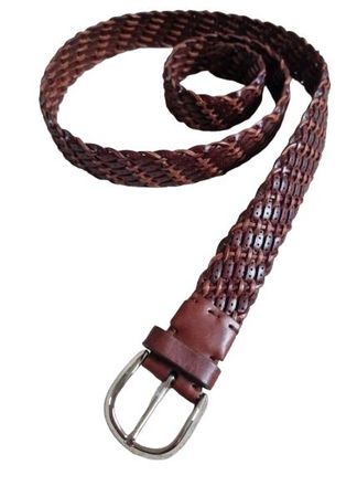 Brunello Cucinelli Plaited Brown Leather Belt Size L