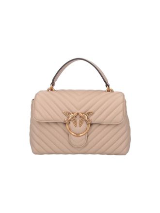 Pinko Beige Quilted Leather Lady Love Puff Top Handle Bag