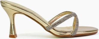 XY London Womens XY London Womens/Ladies Abby Metallic Diamante Strappy Stiletto Heel Mules - Gold - Size: 7